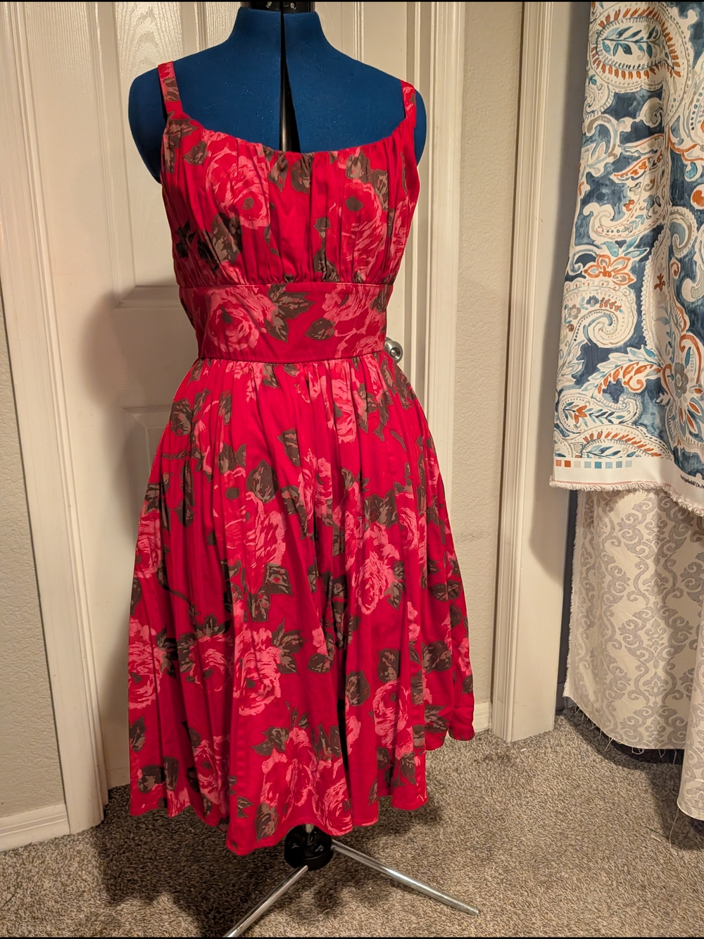 Red Floral Vixen By Micheline Pitt Ingenue Dress